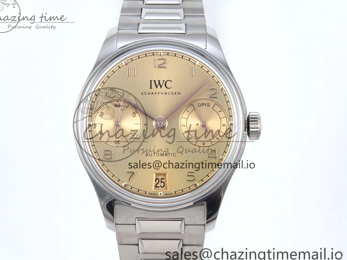 MIROTIME 0314 Portugieser Auto IWC0562B APSF 1:1 Best Edition Gold Dial on SS Bracelet A Reliable 6996